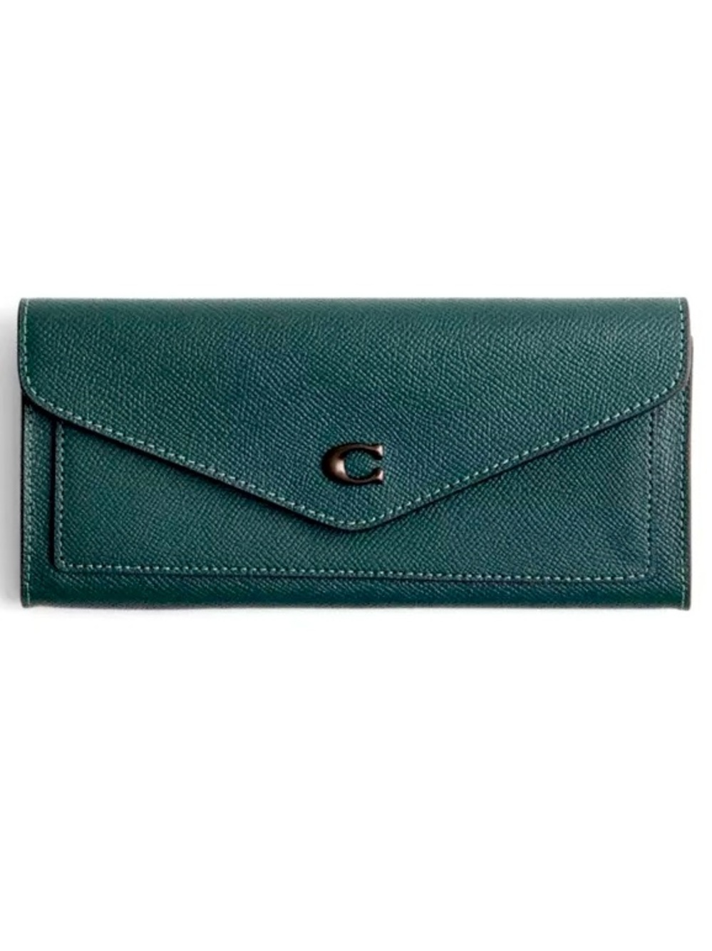 Coach Teal Green Crossgrain Leather Long Wallet
